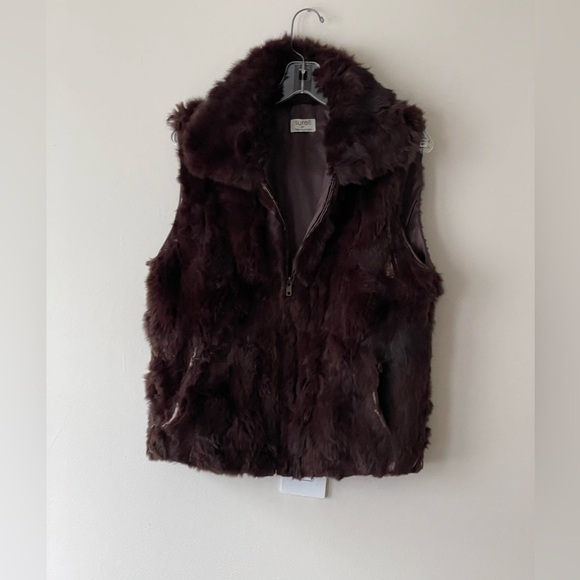 Surell for Bloomingdale's 100% Rabbit Fur Zip Vest Size S/M - Picture 1 of 11